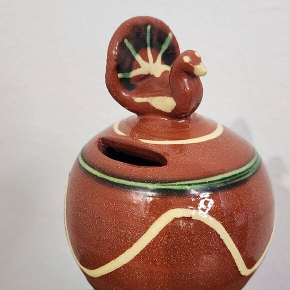 Dorothy Long Redware Vintage Pottery Turkey Bank Redware Pottery 1987 Redware - Picture 2 of 9
